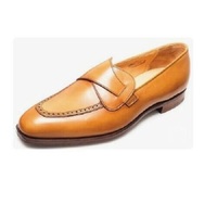 Handmade Men's Tan Moccasin Dress Shoes, Real Leather Business Shoes - Thumbnail 1