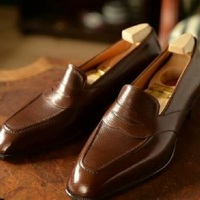 Handmade Men Dark Brown Moccasin Dress Business Shoes, Real Leather Office Shoes - Thumbnail 4