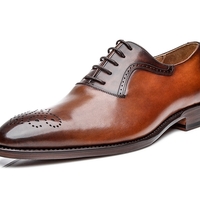 Handmade Men Two Tone Brown Pointed Brogue Toe Leather Shoes, Men Designer Shoe - Thumbnail 1