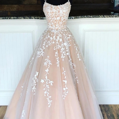 Ball gown light champagne lace prom dress - Thumbnail 5