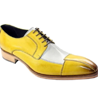 Mens handmade shoes two tone leather derby lace up formal dress casual boots new - Thumbnail 3