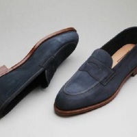 Mens Handmade Shoes Navy Blue Suede Loafer Moccasins Formal Dress Casual Boots - Thumbnail 1
