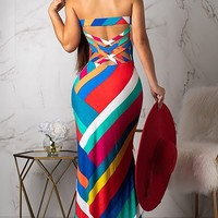 Sexy Printed Backless Sleeveless Dress - Thumbnail 1