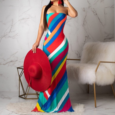 Sexy printed backless sleeveless dress - Thumbnail 4