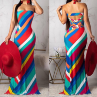 Sexy Printed Backless Sleeveless Dress - Thumbnail 5