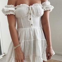 Women'S Ruffled Fashion Temperament Sexy Off-Shoulder Dress - Thumbnail 2