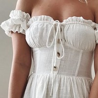Women'S Ruffled Fashion Temperament Sexy Off-Shoulder Dress - Thumbnail 1