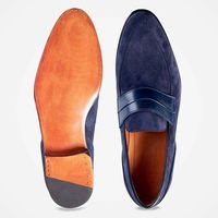 Mens Handmade Shoes Blue Suede Round Toe Moccasin Formal Dress Casual Wear Boots - Thumbnail 4