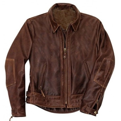 Mens antique brown leather jacket. brown fashion biker leather jacket - Thumbnail 3