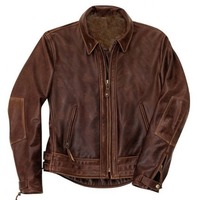 Mens Antique Brown Leather Jacket. Brown Fashion Biker Leather Jacket - Thumbnail 4