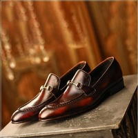 Handmade Men's Bespoke Brown Stylish Ankle Leather Shoes - Thumbnail 3