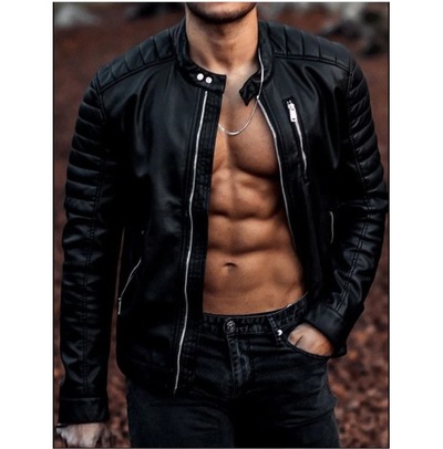 Black Color Slim Fit Leather Jacket for Mens, Genuine Leather Jacket
