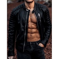 Black Color Slim Fit Leather Jacket for Mens, Genuine Leather Jacket - Thumbnail 1