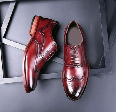 Handmade Men's Bespoke Burgundy Lace up Ankle Leather Shoes