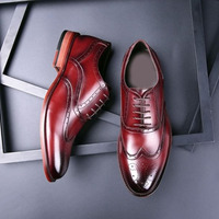 Handmade Men's Bespoke Burgundy Lace up Ankle Leather Shoes - Thumbnail 4