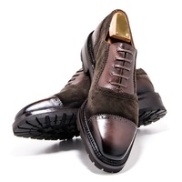 Handmade Men's Bespoke Brown Lace up Ankle Suede Leather Shoes - Thumbnail 4