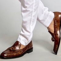 Handmade Men's Bespoke Tussle Ankle Loafer Leather Shoes - Thumbnail 4