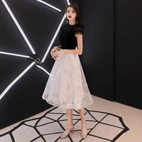 Black and white lace short prom dress - Thumbnail 3