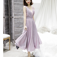 Shiny v neck short prom dress blue evening dress - Thumbnail 4