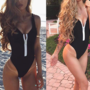 Woman'S Zipper Solid One-Piece Suits Swimwear -2