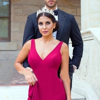 Mermaid V-Neck Long Dark Red Prom Dress - Thumbnail 2