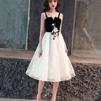 Black and white short prom dress homecoming dress - Thumbnail 4