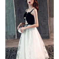 Black and white short prom dress homecoming dress - Thumbnail 5