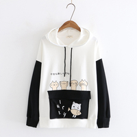 New cute cat and fish pocket hoodie - Thumbnail 2