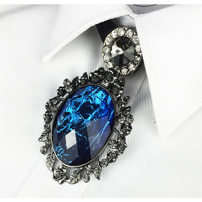 New classical metal men and women collar flower gem pendant stage polo tie personality bow tie