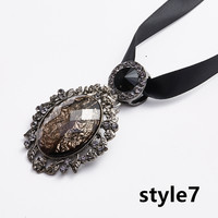 New classical metal men and women collar flower gem pendant stage polo tie personality bow tie - Thumbnail 1