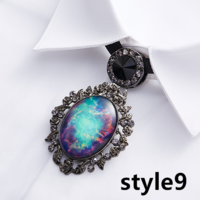 New classical metal men and women collar flower gem pendant stage polo tie personality bow tie - Thumbnail 2