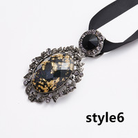 New classical metal men and women collar flower gem pendant stage polo tie personality bow tie - Thumbnail 3