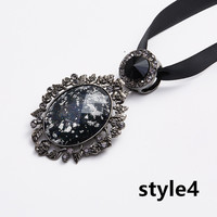 New classical metal men and women collar flower gem pendant stage polo tie personality bow tie - Thumbnail 4