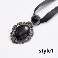 New classical metal men and women collar flower gem pendant stage polo tie personality bow tie - Thumbnail 5