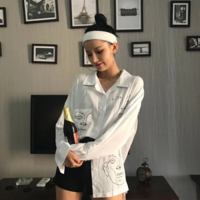 Chic Long Sleeve Printed Black and White Top - Thumbnail 1
