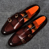 Handmade Double monk dress shoes. Me brown stylish buckle shoes - Thumbnail 4