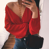 Sexy V-Neck Backless T-Shirt - Thumbnail 1