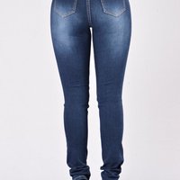 Ripped Semi-Acid Washed Denim Jeans - Thumbnail 3