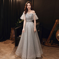 Gray sequins short prom dress evening dress - Thumbnail 5