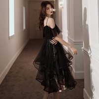 Unique design black tulle short prom dress - Thumbnail 4