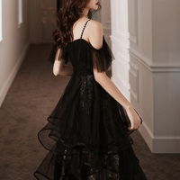 Unique design black tulle short prom dress - Thumbnail 5