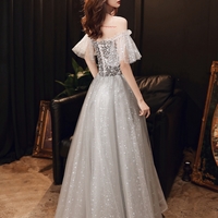 Gray sequins short prom dress evening dress - Thumbnail 7