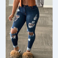 Women'S Fashion Hole Denim Trousers - Thumbnail 2