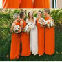 Orange Slit Side Bridesmaid Dresses for Wedding Party-2