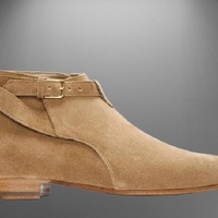 Men’s Handmade Half Ankle Suede Boots, Men's Beige Color Jodhpurs Buckle Boots - Thumbnail 4