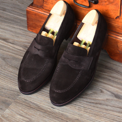 New handmade black round toe suede stylish loafer shoes for men's - Thumbnail 2