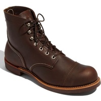 New Handmade Brown Ankle High Leather Cap Toe Boots for Men's - Thumbnail 4