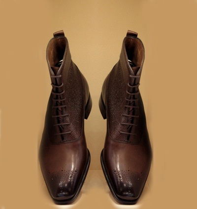 New Handmade Ankle pebbled Leather Brown Brogue Toe boot,Lace up Boots for Men's
