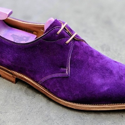 New men’s handmade purple suede shoes, men's formal lace up shoes - Thumbnail 1