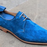 New Men’s Handmade Blue Suede Shoes, Men's Formal Lace Up Shoes - Thumbnail 1